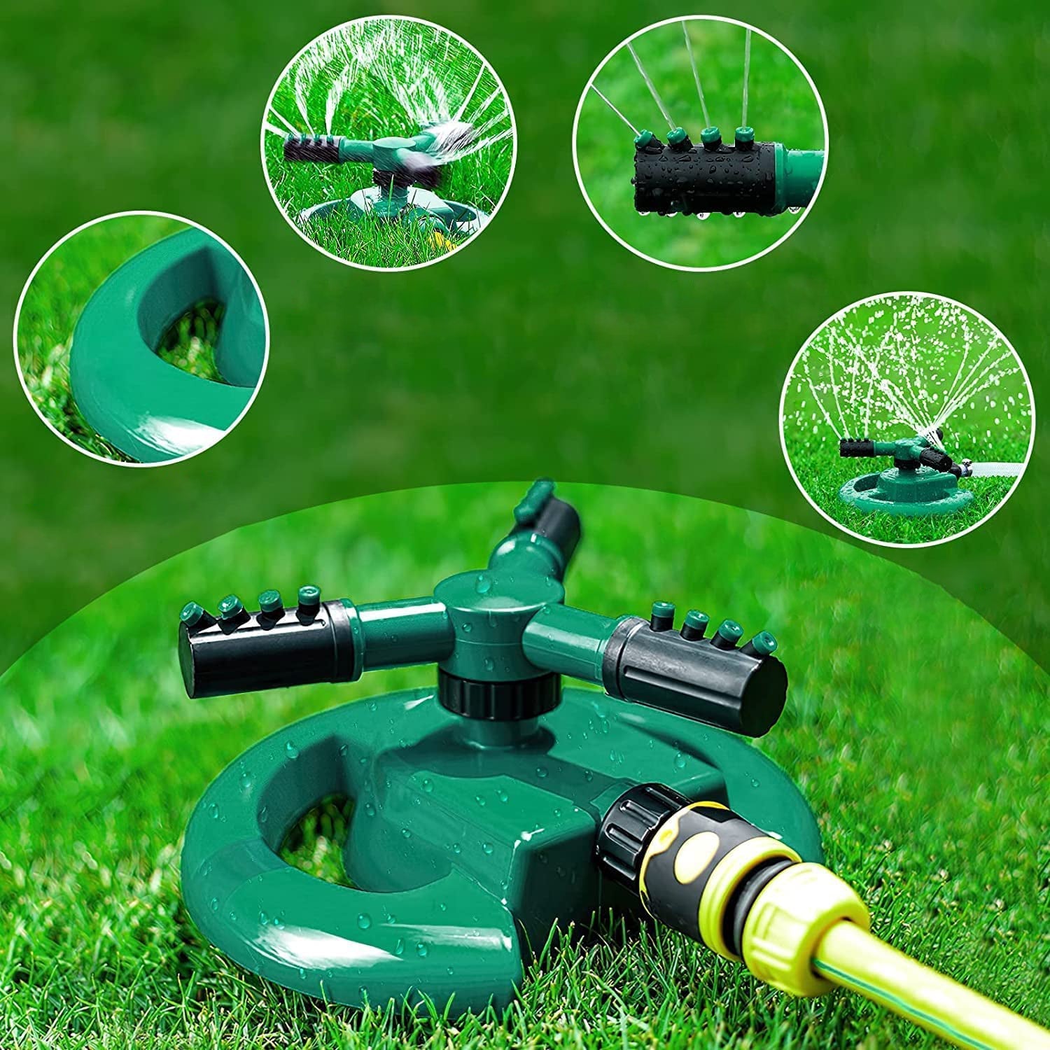 3 Arm 360° Sector Rotating Water Sprinkler Garden Pipe Hose Irrigation Yard 3 Arm 360° Sector Rotating Water Sprinkler Garden Pipe Hose Irrigation Yard